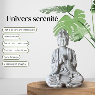Statuette Bouddha Grise Méditation 1