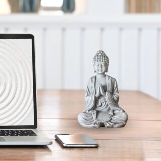 Statuette Bouddha Grise Méditation 1 – Image 6