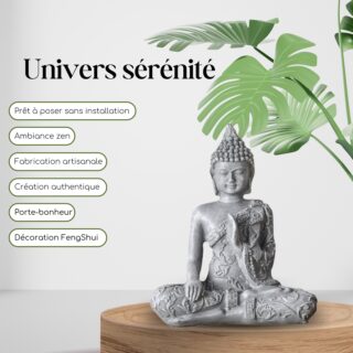 Statuette Bouddha Grise Méditation 2