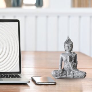 Statuette Bouddha Grise Méditation 2 – Image 6