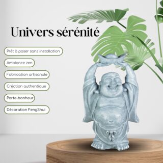 Statuette Bouddha Rieur Grise