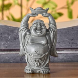Statuette Bouddha Rieur Grise