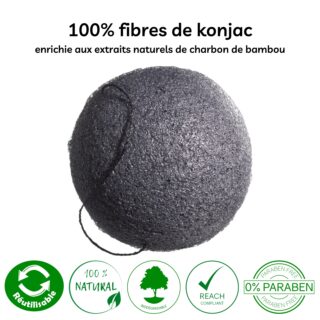 Éponge Konjac Pour Visage au Charbon de Bambou