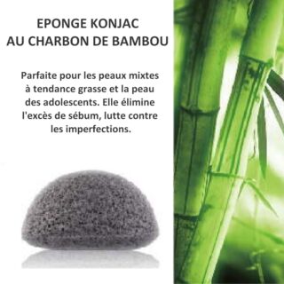 Éponge Konjac Pour Visage au Charbon de Bambou