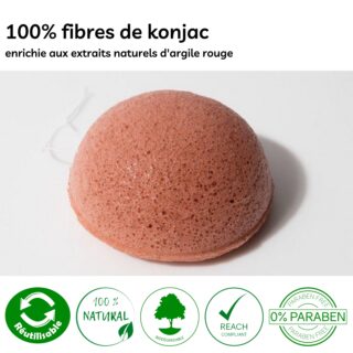 Éponge Konjac Pour Visage à l’Argile Rouge