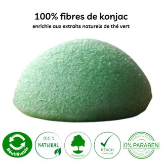 Éponge Konjac Pour Visage au Thé Vert