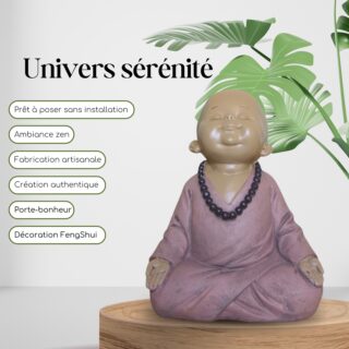 Statuette Bouddha Bébé Rose en Méditation