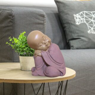 Statuette Bouddha Bébé Rose en Réflexion