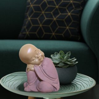 Statuette Bouddha Bébé Rose en Réflexion – Image 9