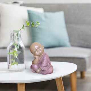 Statuette Bouddha Bébé Rose Tête Posée