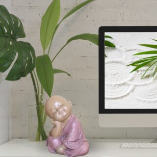 Statuette Bouddha Bébé Rose Tête Posée – Image 6