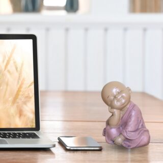 Statuette Bouddha Bébé Rose Tête Posée – Image 8