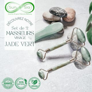 Set 2 Masseurs Visage en Pierre de Jade – Vert