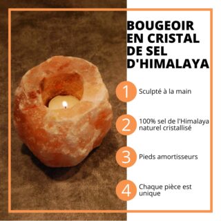 Bougeoir en Cristal de Sel Himalaya Rock 500g