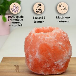 Bougeoir en Cristal de Sel Himalaya Rock 500g