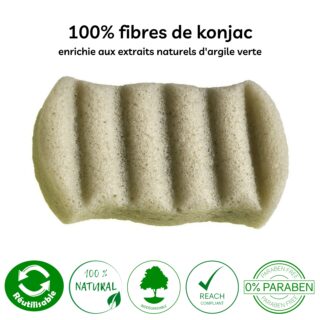 Éponge Konjac XL Corps à l’Argile Verte