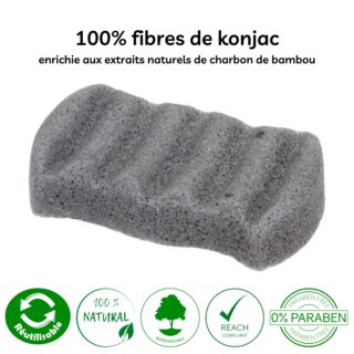 Éponge Konjac XL Corps au Charbon de Bambou