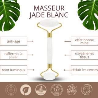 Masseur Visage en Pierre de Jade – Blanc