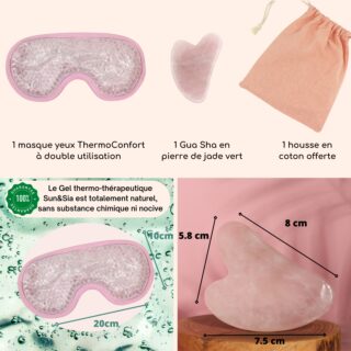 Set Masque Yeux ThermoConfort et GuaSha Quartz Rose + Housse – Image 9