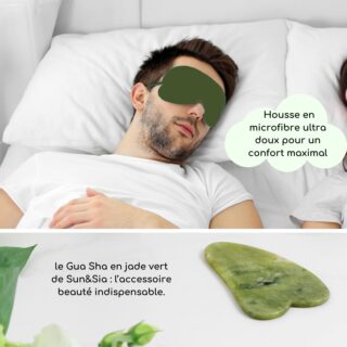 Set Masque Yeux ThermoConfort et GuaSha Jade Vert + Housse
