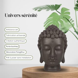 Statue Tête Bouddha H 20cm