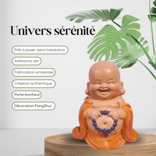Statuette Bouddha Rieur Toge Orange