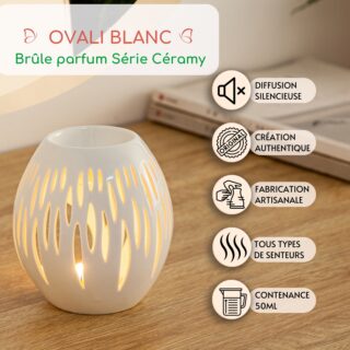 Brûle parfum Série Céramy Ovali Blanc