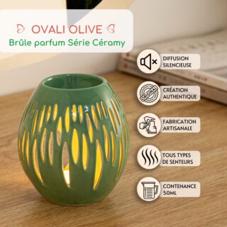 Brûle parfum Série Céramy Ovali Olive
