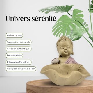 Statue Bouddha devant lotus