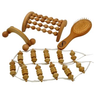 Coffret 4 Accessoires de Massage en Bois