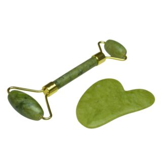 Duo Gua Sha jade vert + Rouleau Jade Vert