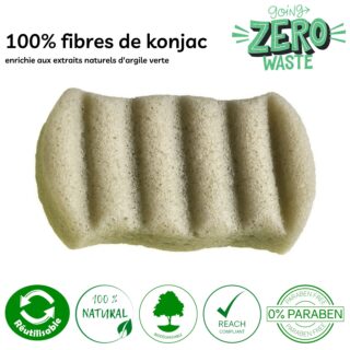 Zéro Déchet Éponge Konjac XL Corps à l’Argile Verte – VRAC