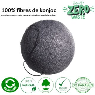 Zéro Déchet Éponge Konjac Pour Visage au Charbon de Bambou – VRAC